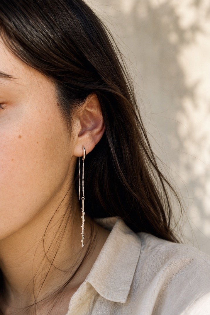 Pendientes largos de plata ORGANICS nº6