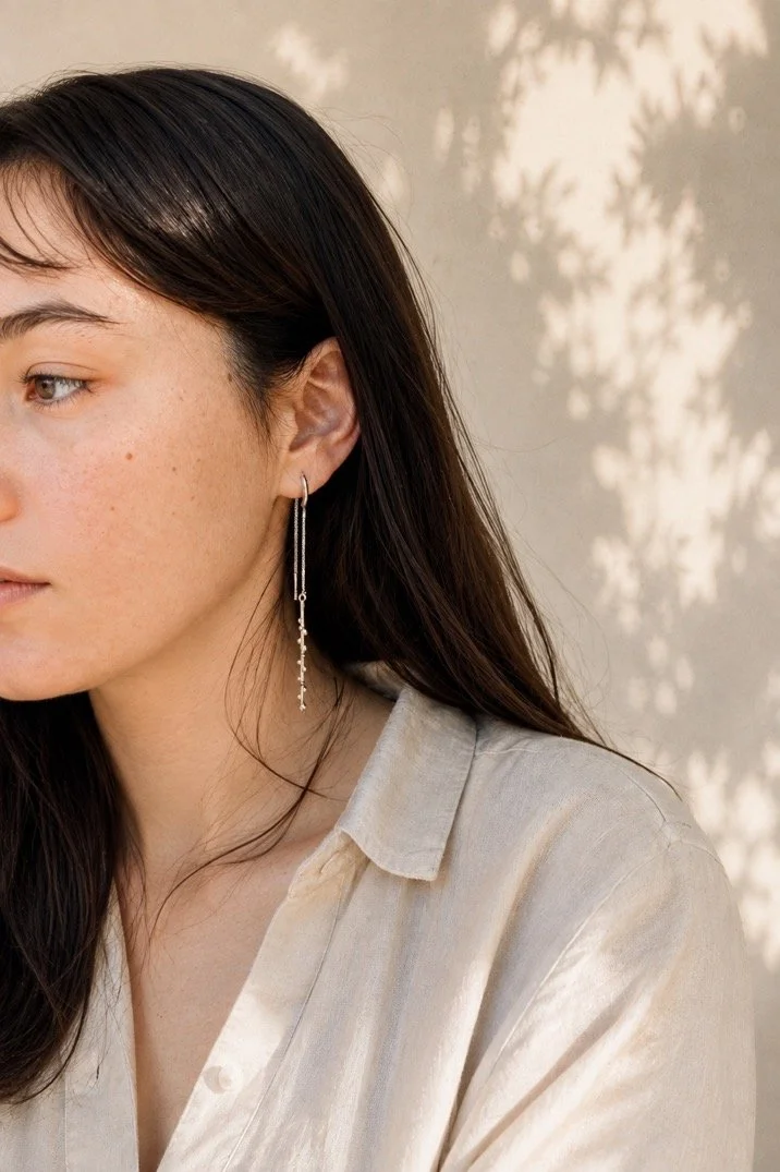 Pendientes largos de plata ORGANICS nº6