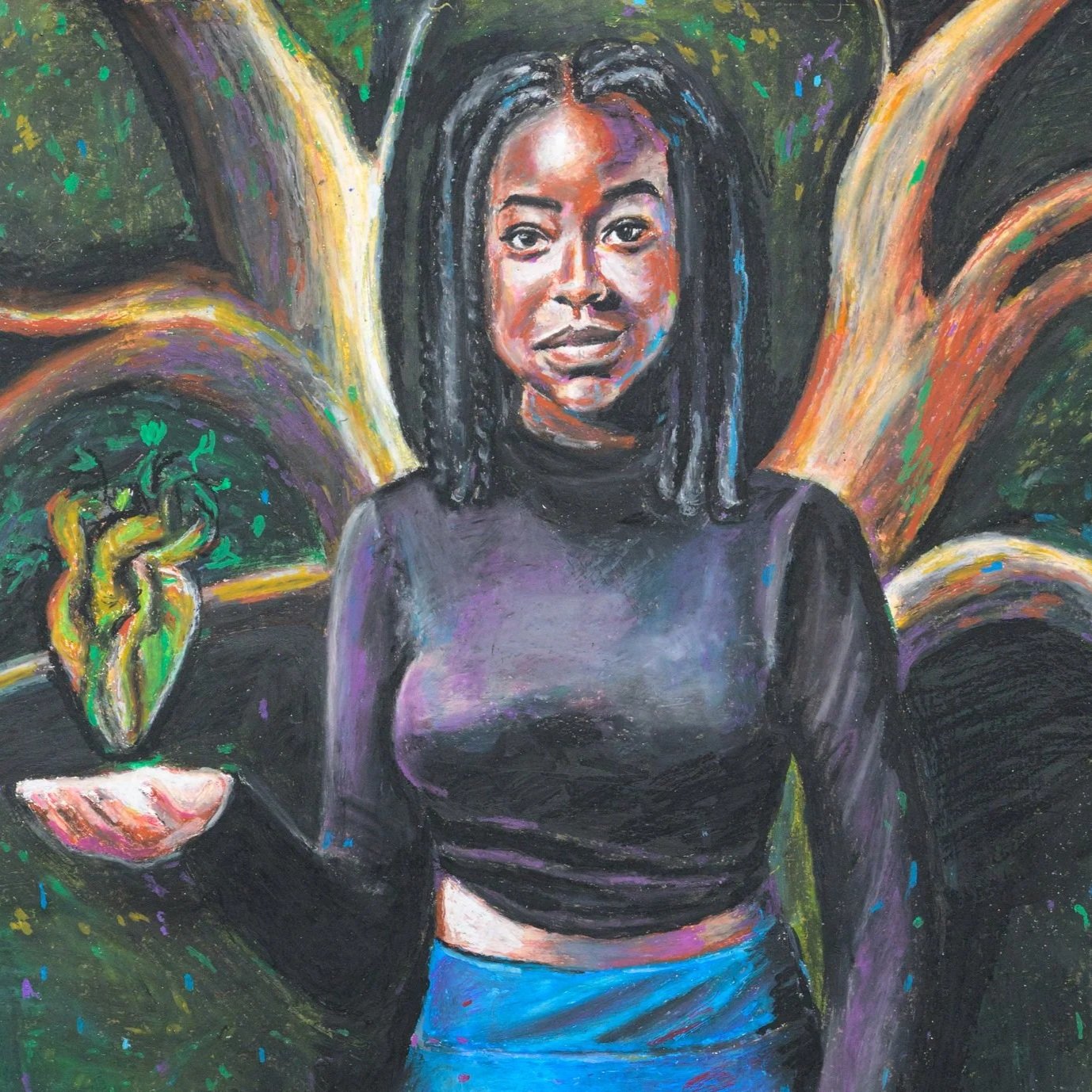 A detailed pencil sketch of a still life scene featuring a striped cloth draped over a surface, with objects including bottles, a fruit, a small gift box, a bowl, and a large moka pot on top.