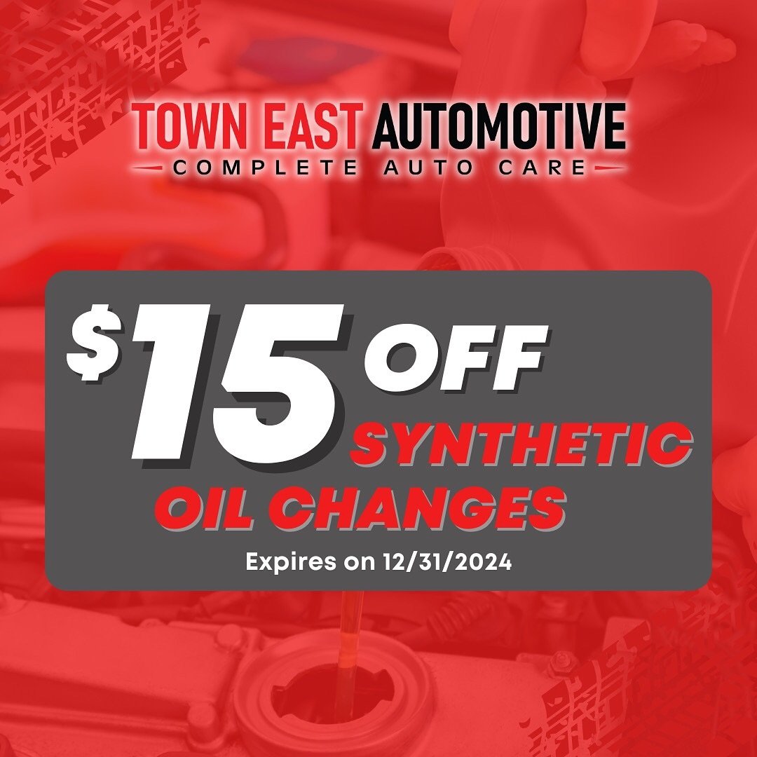Keep your engine running smoothly and save! Enjoy $15 off your next synthetic oil change&mdash;offer ends 12/31/2024. Don&rsquo;t miss out on this limited-time deal!

☎️ (214) 484-7900
📍 2816 Town Centre Dr, Mesquite, TX 75150
💻 towneastautomotive.