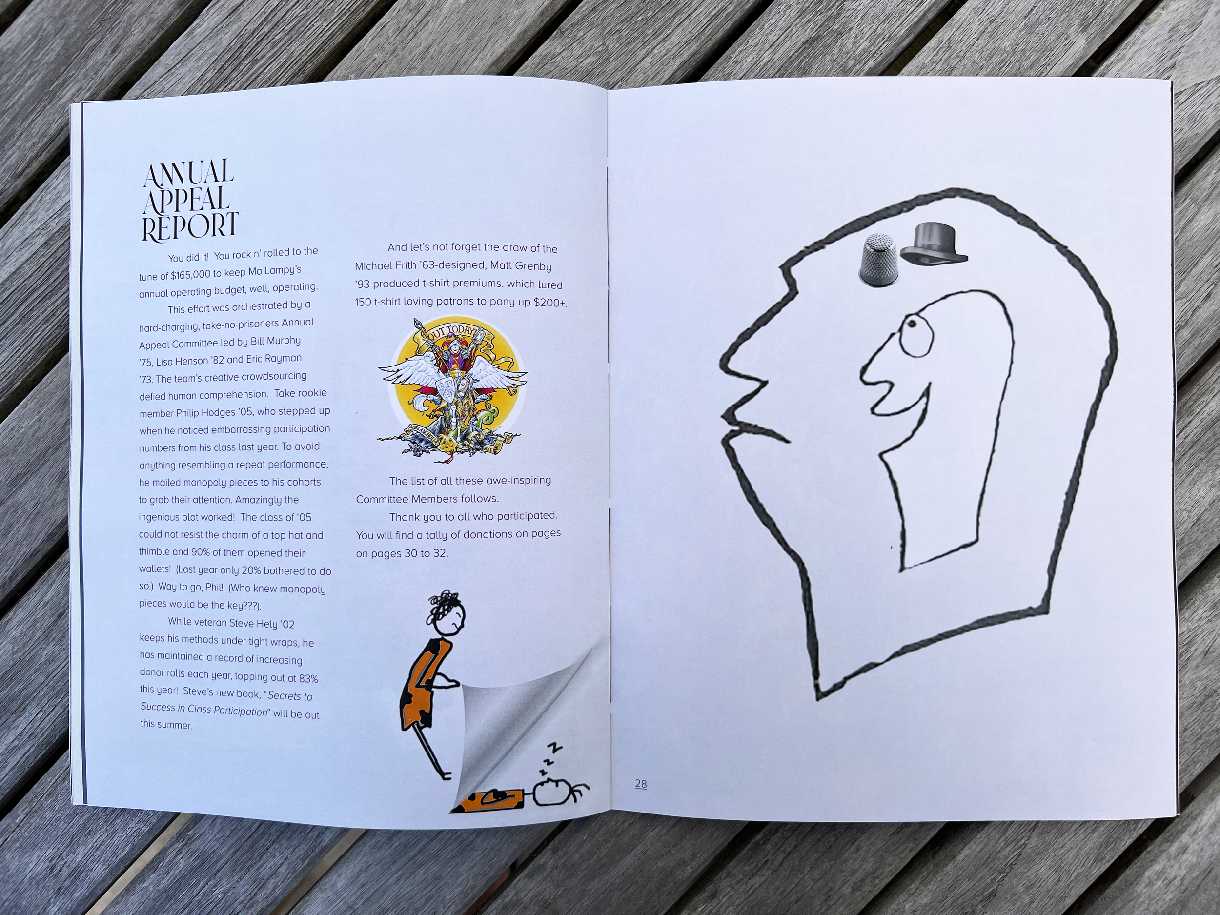 Each spread topic was illustrated by reclaimed images gleaned from past Harvard Lampoon issues.