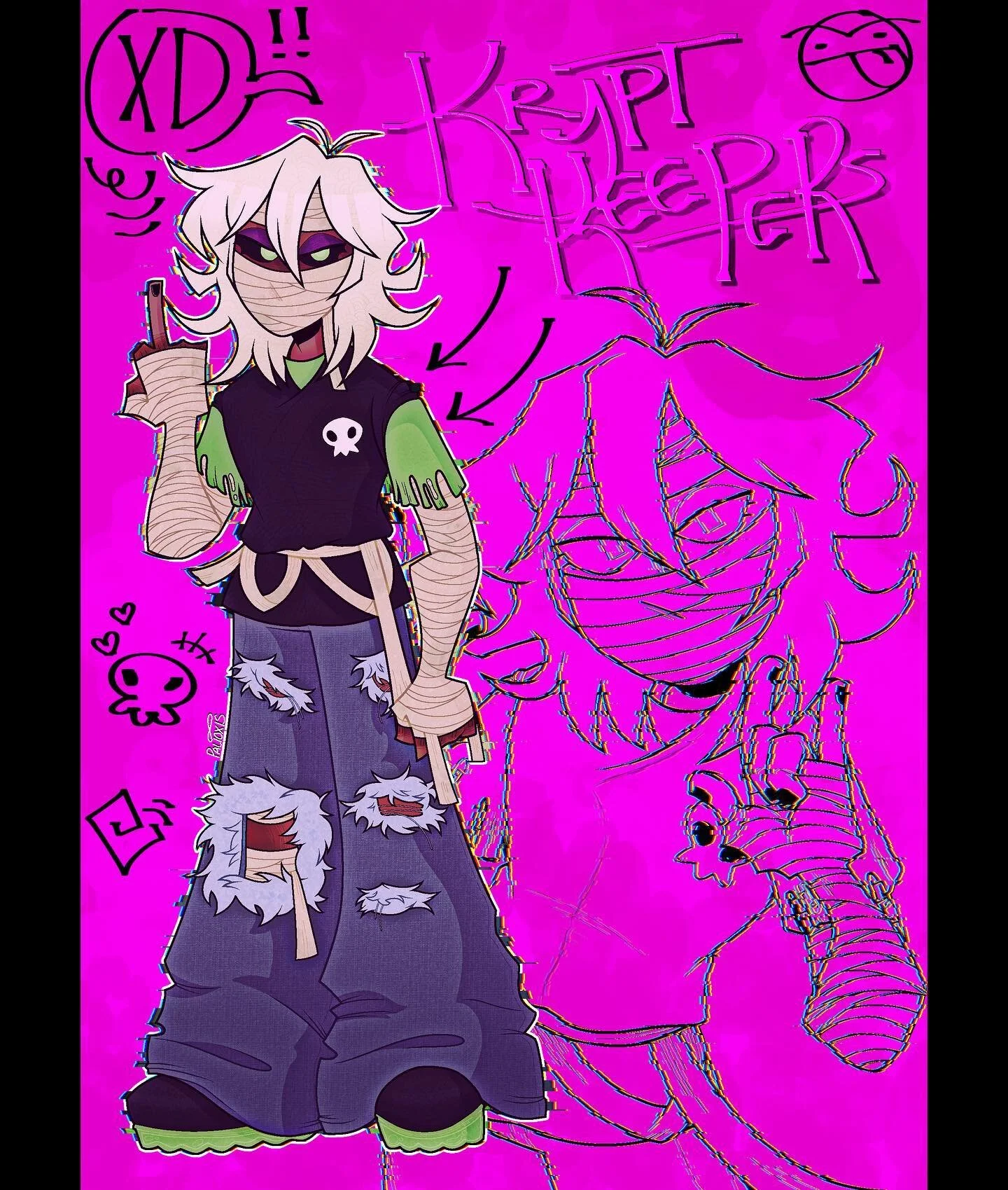 pink moment. zombie moment. various other moments. 🫶🏻
&mdash;�&mdash;
yippee!! two drawings in one month wow!! for mr. @captaindameron teehee. 🫵
&mdash;�&mdash;
#oc #ocs #originalartwork #originalcharacter #originalcharacters #originalcharacterart