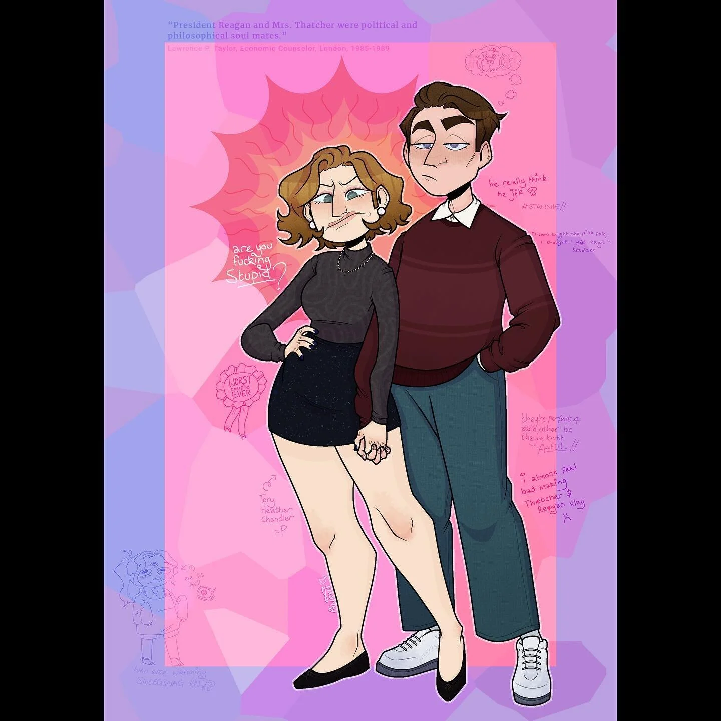 &ldquo;very special relationship&rdquo; that passed over to their clones 🤭🫶🏻
&mdash;�&mdash;
i think my plan is to end up drawing all of my old clones?? anyway, i only ever drew maggie and ronnie once,,, obviously they&rsquo;re the worst and i hat