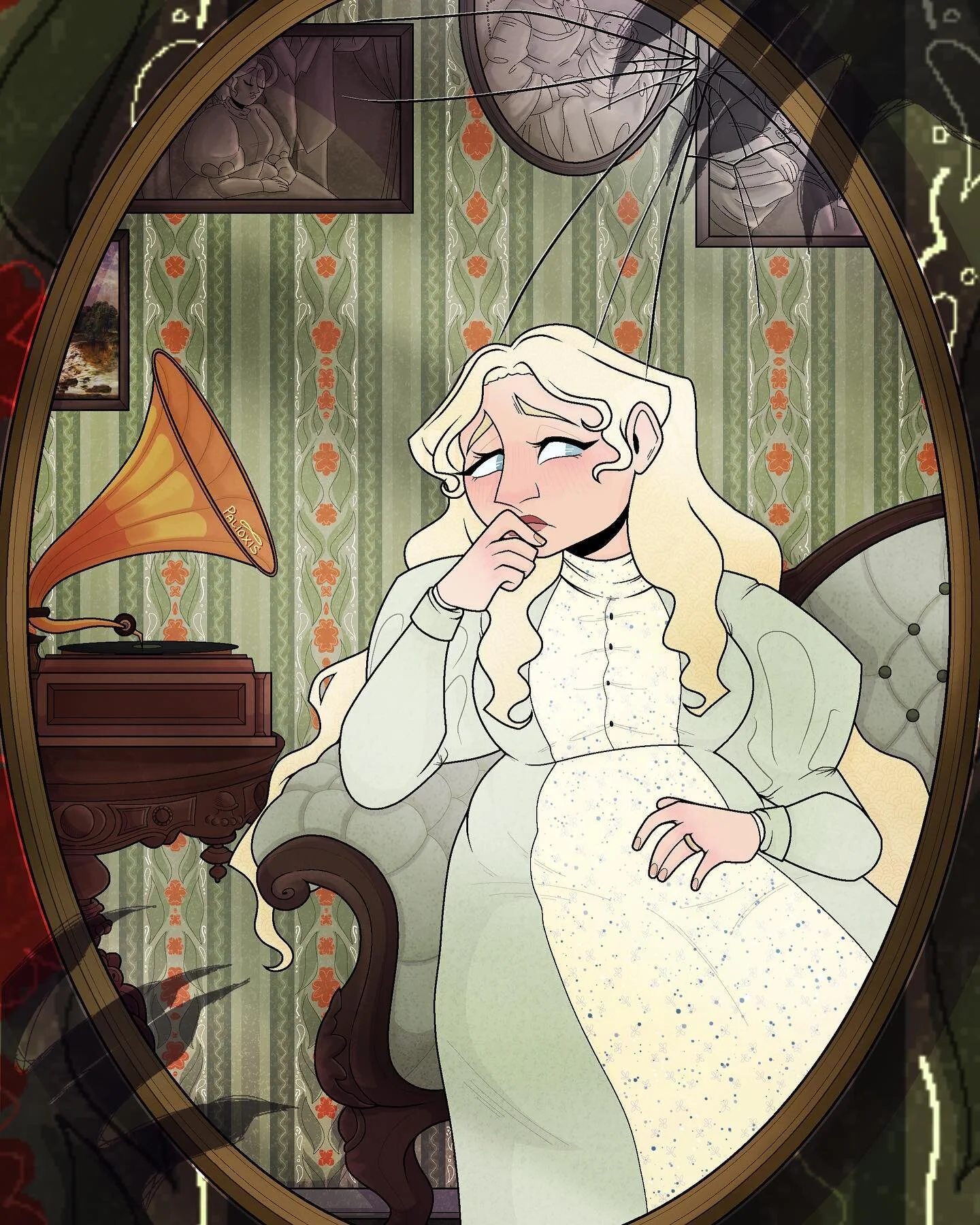 uh, he&rsquo;s behind me isn&rsquo;t he (laugh track) 😈
&mdash;�&mdash;
@gosh_golly_yall_ s dtiys!! i&rsquo;ve been wanting to draw celest for a little while now, so this was literally prime for me. i think mine is a bit too saturated to be SpOoKy l