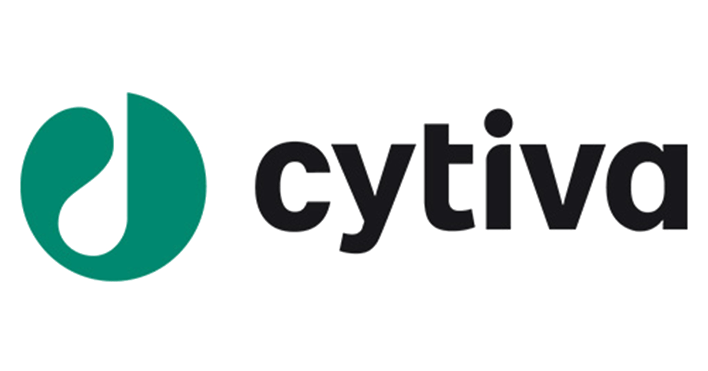 Cytiva logo with a teal circular symbol and black text.
