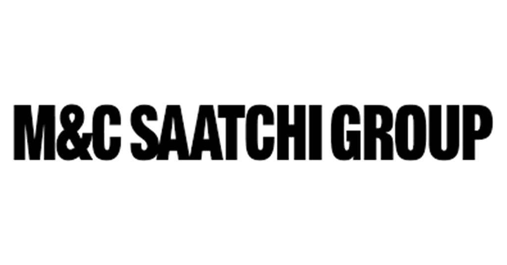 Black and white logo for M&C Saatchi Group with bold text.
