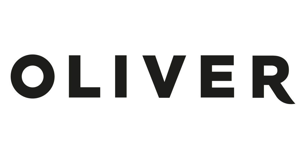 Black and gray logo with the name "OLIVER" in uppercase letters.