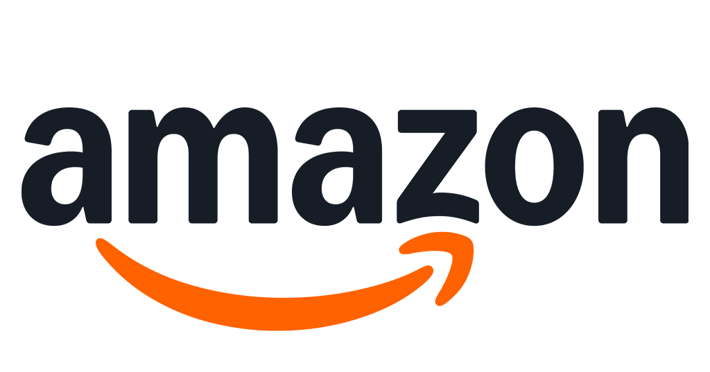 Amazon logo in black with an orange arrow underneath.