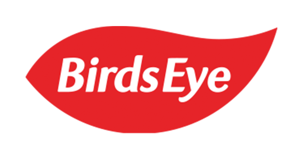 Red logo with white text that says 'Birds Eye' inside a shape resembling an eye or leaf.
