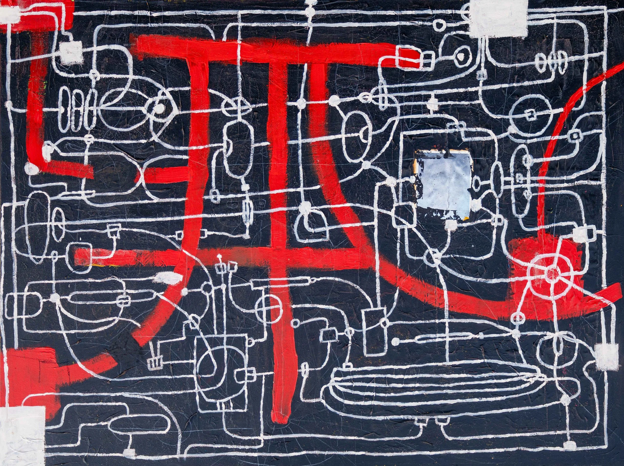 GAME 13, 36 in x 48 in, Mixed Media on Canvas