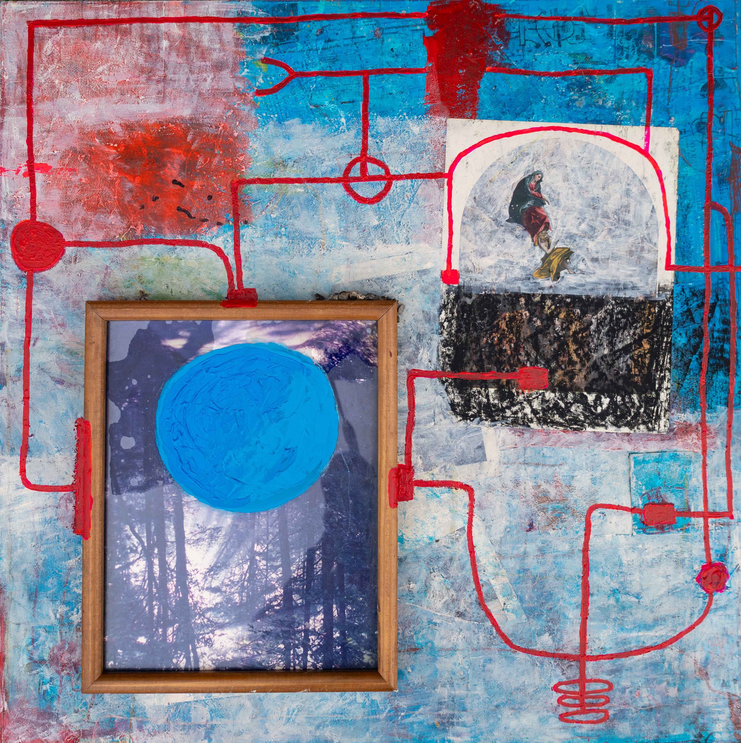 GAME 5, 30 in x 30 in, Mixed Media on Wood