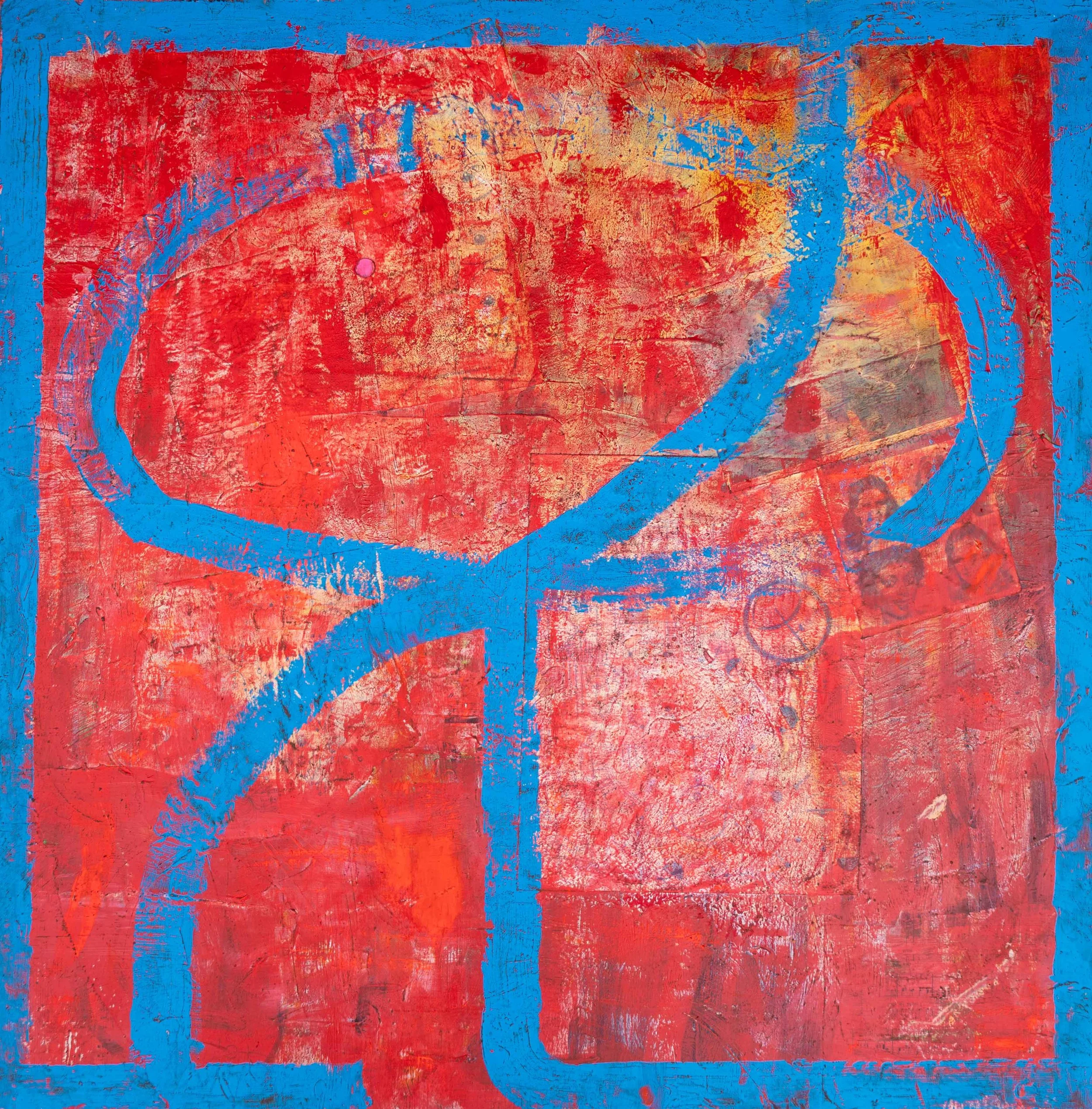 GAME 7, 36 in x 36 in, Mixed Media on Wood