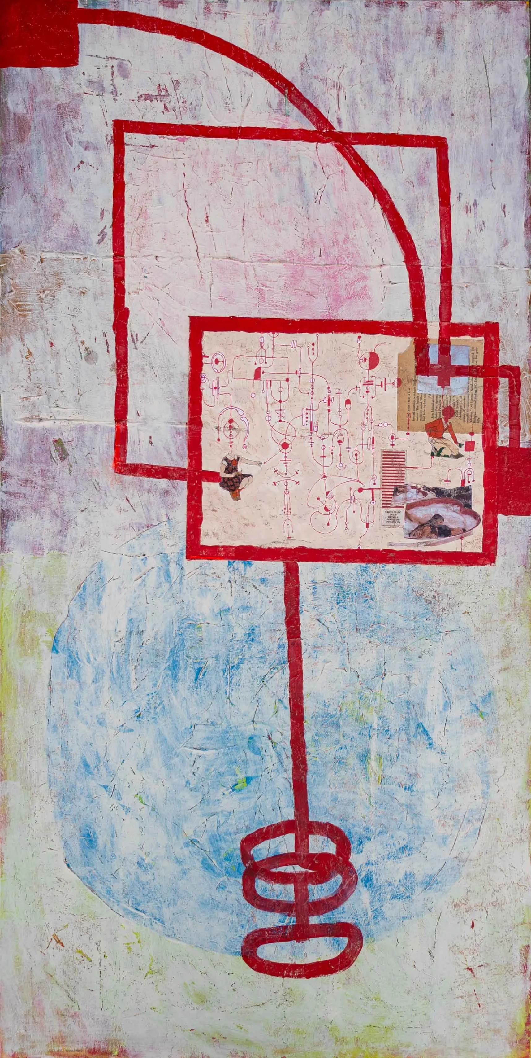 GAME 2, 24 in x 48 in, Mixed Media on Wood