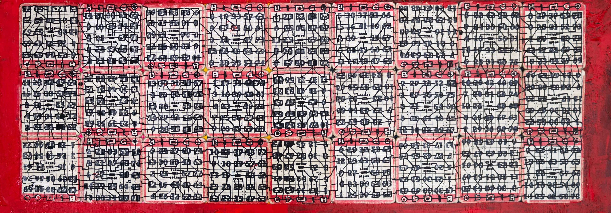 GAME 12, 17 in x 48 in, Mixed Media on Wood