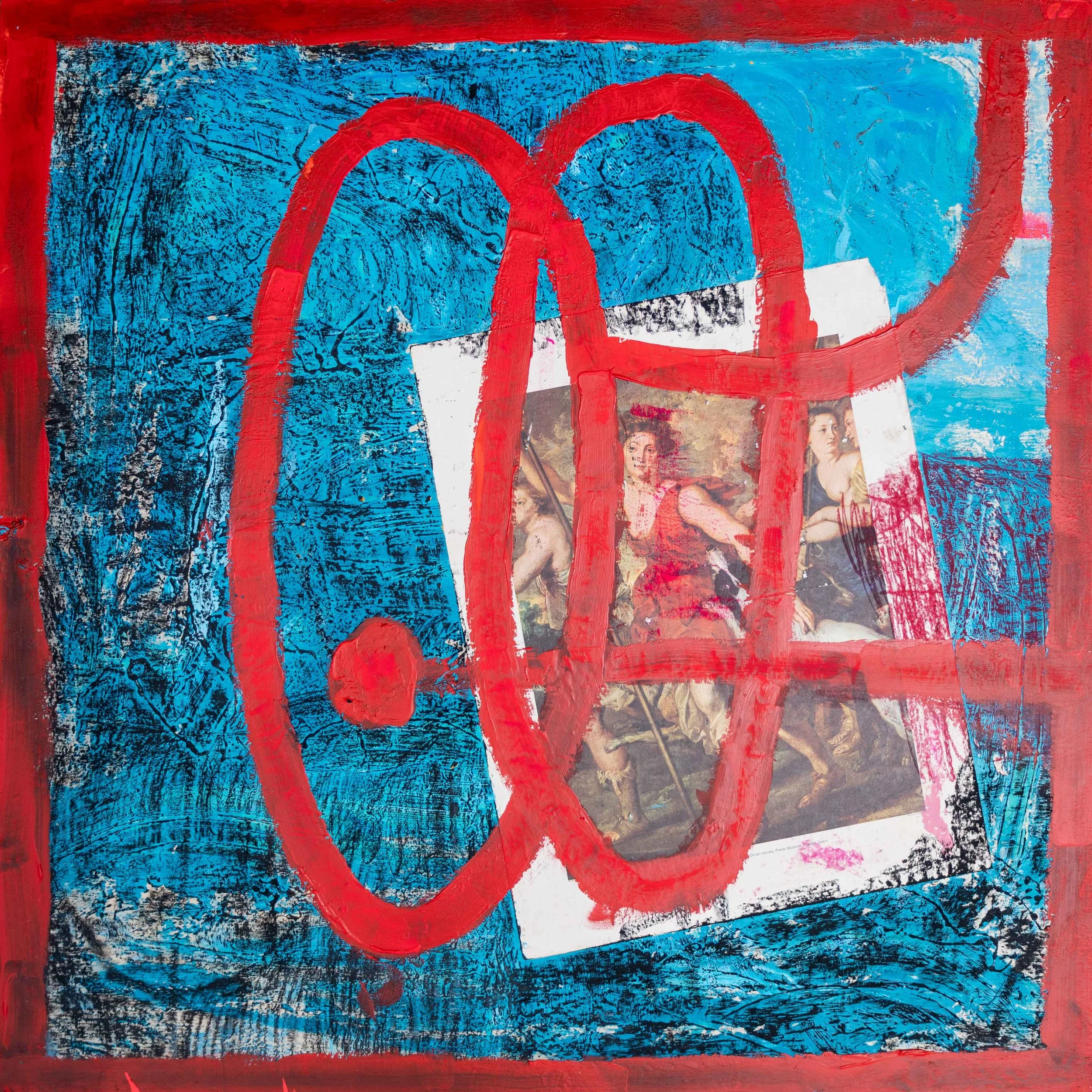 GAME 6, 36 in x 36 in, Mixed Media on Wood