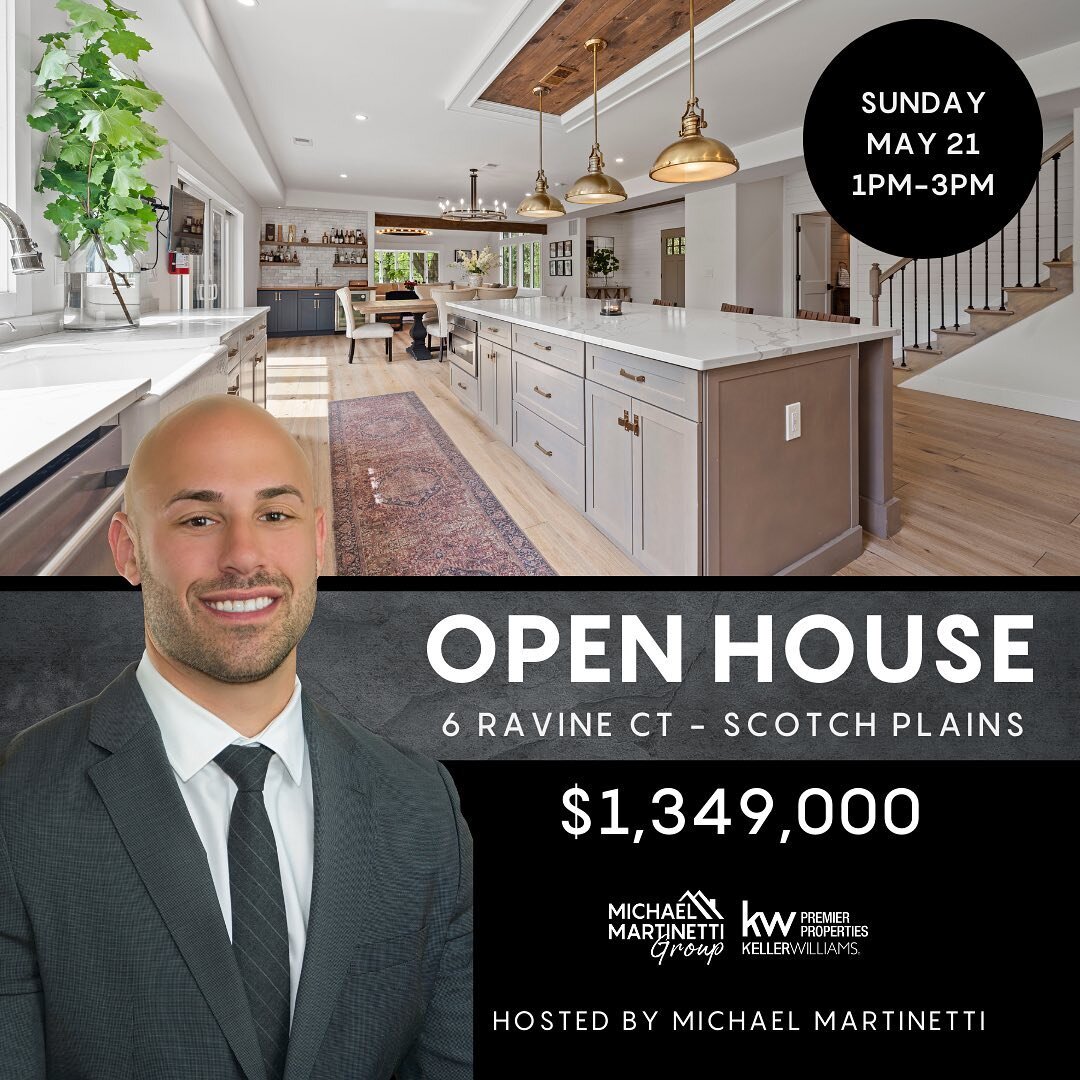 You&rsquo;re invited to spend this Sunday with us! Join us at the following open houses May 21st from 1-3pm:

📍6 Ravine Ct | Scotch Plains - hosted by @michaelmartinettisellsnj 

📍1584 Barton Rd | Union - hosted by @ronmontalvorealtor 

📍160 McKin