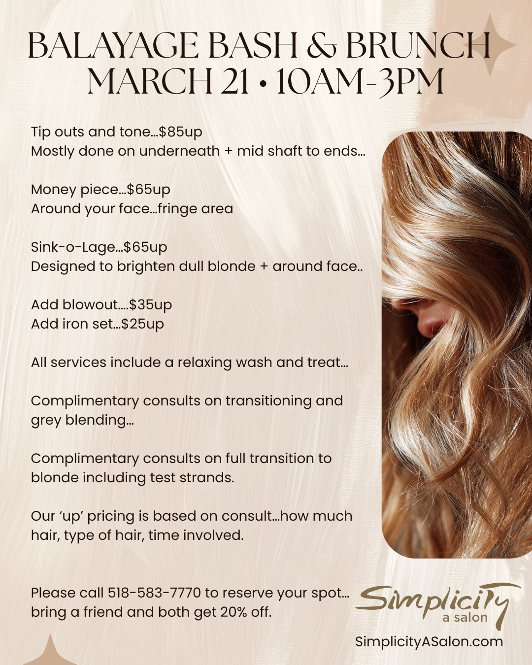 Balayage Bash and Brunch March 21st