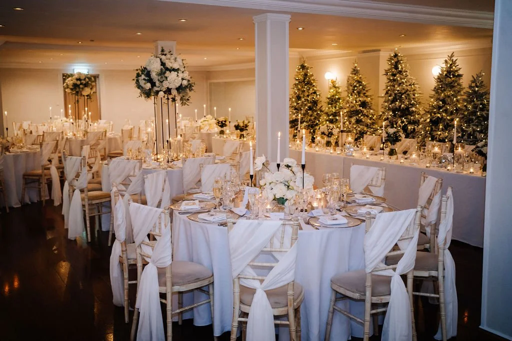 Wedding breakfast room styling at Sparth House Lancashire wedding venue