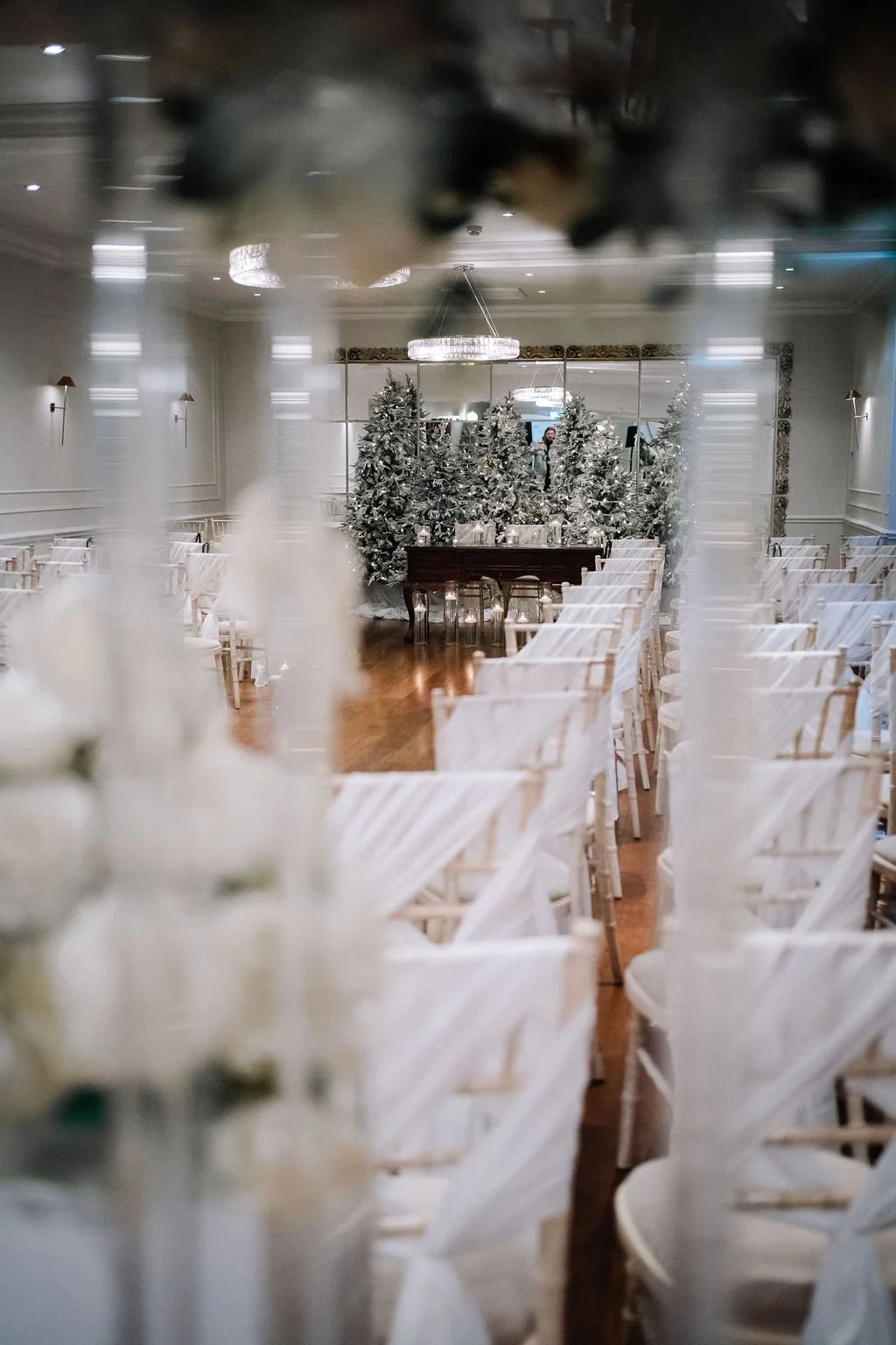 candlelit aisle at Sparth House wedding venue near Manchester
