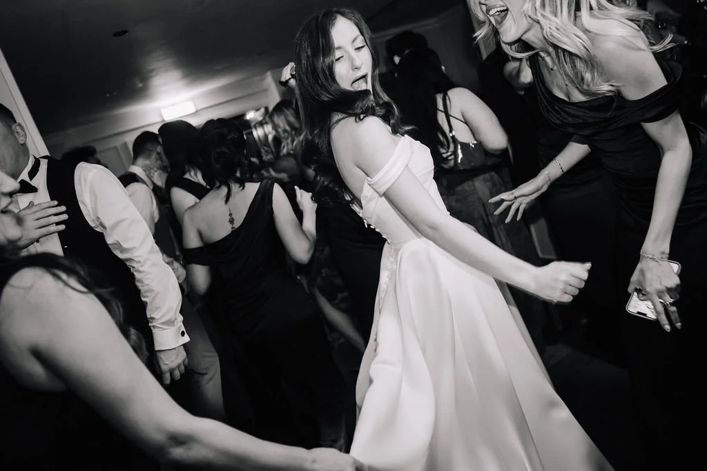 Bride dancing at her evening reception at Sparth House Lancashire
