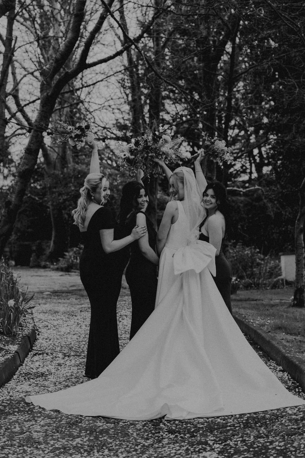 Bridal party celebrating