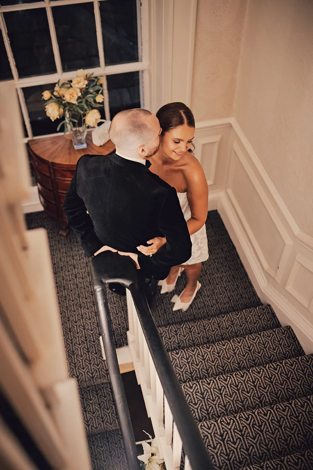 wedding couple having a private moment
