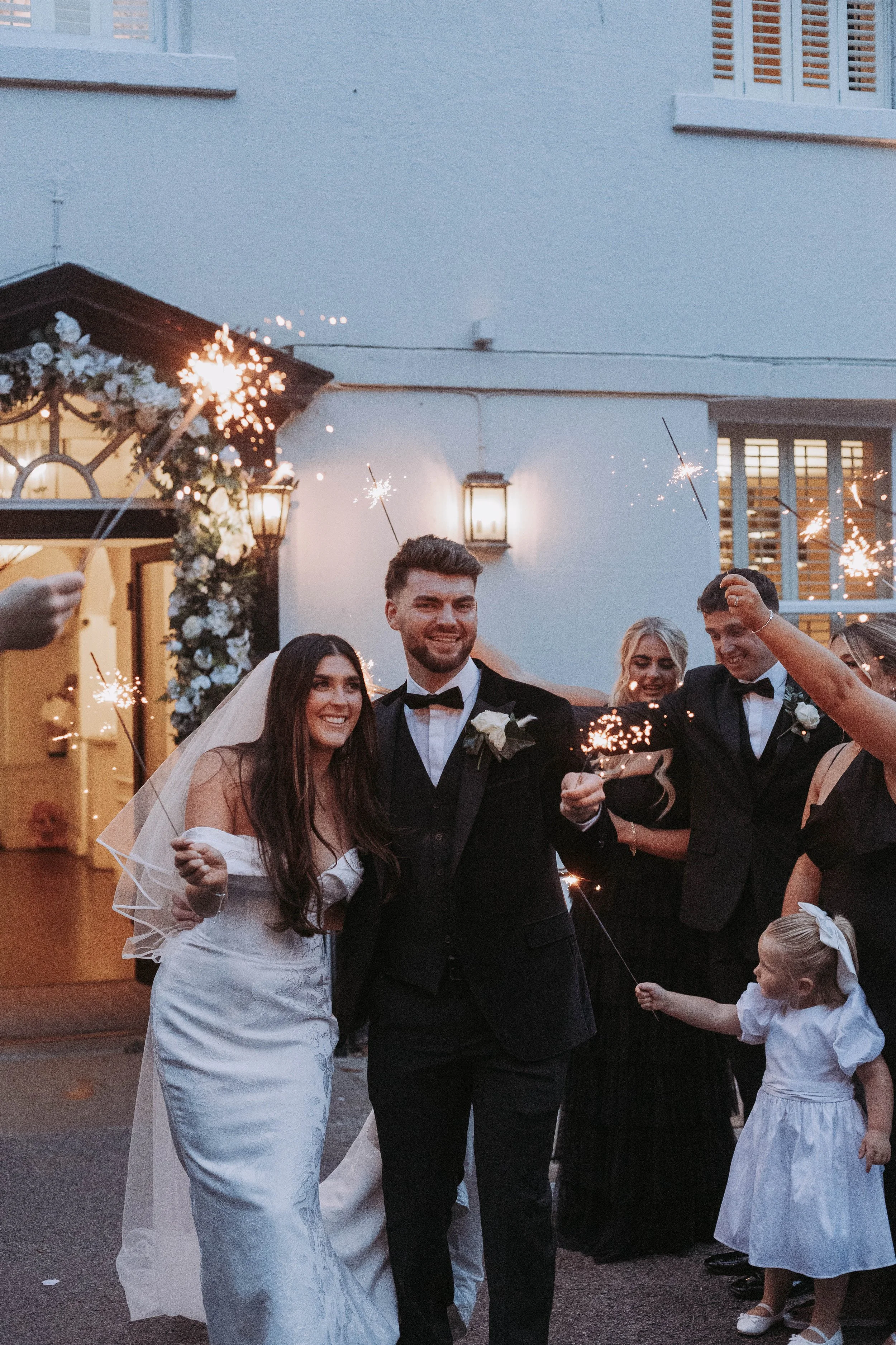 Sparkler exit at at Sparth House wedding venue Lancashire