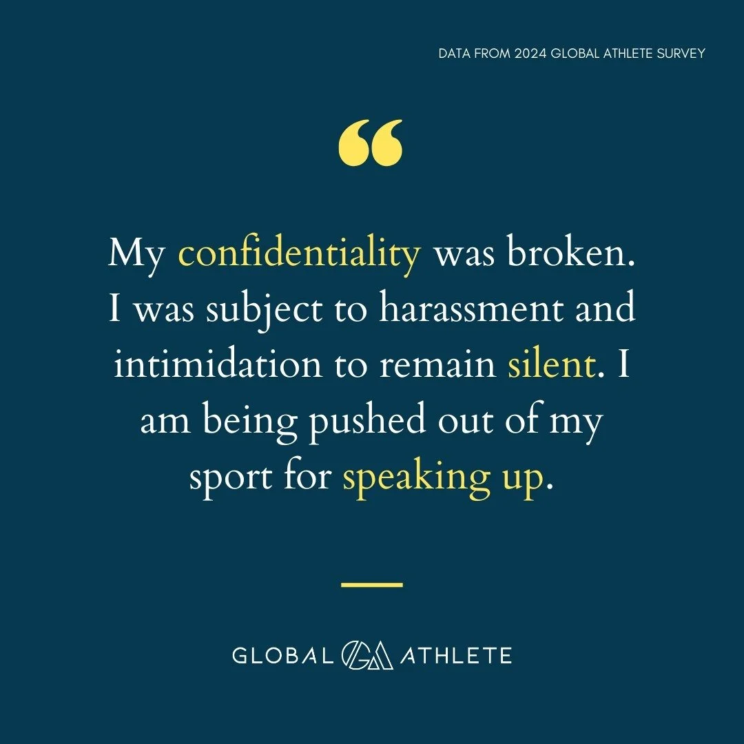 The fear of retribution for speaking up is real and deeply engrained in the athlete experience. Our recent survey revealed that 75% of current athletes fear speaking up about:
&bull;⁠ ⁠their health concerns being ignored
&bull;⁠ ⁠their fear of reveal