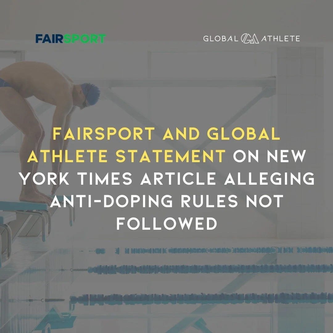 Today, FairSport and Global Athlete released a statement on The New York Times' allegations of WADA and World Aquatics&rsquo; doping cover-up.

🔍 &quot;Today&rsquo;s report by the New York Times alleging that World Anti-Doping Agency (WADA) and Worl