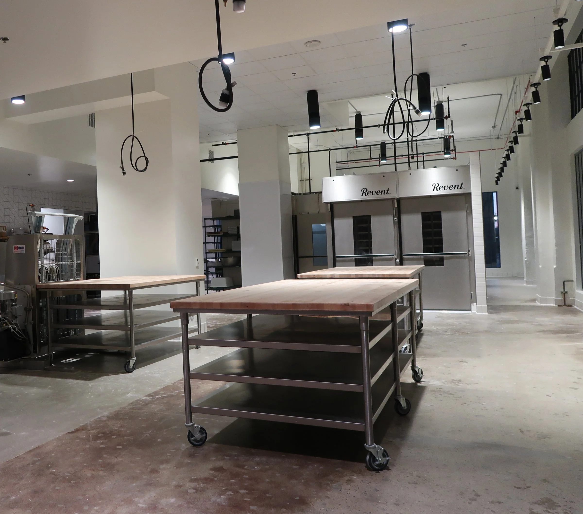 Kitchen equipment in a space designed by KRBS. 