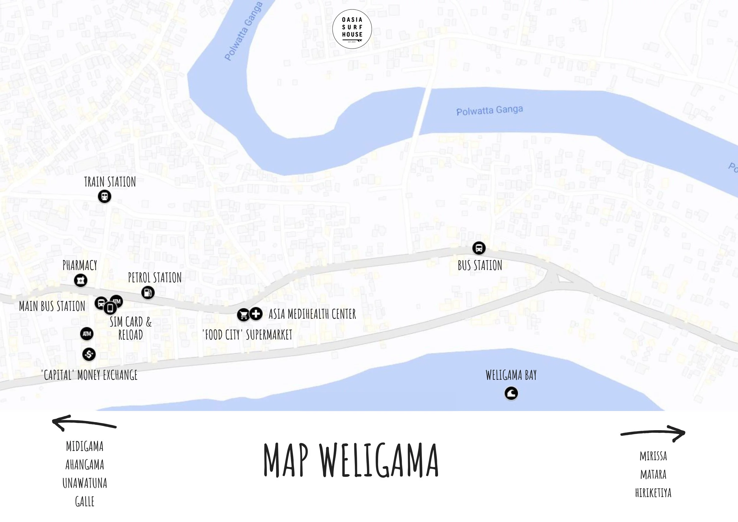 MAP — OASIA SURF HOUSE I Unforgettable Surf & Yoga Holidays in Weligama