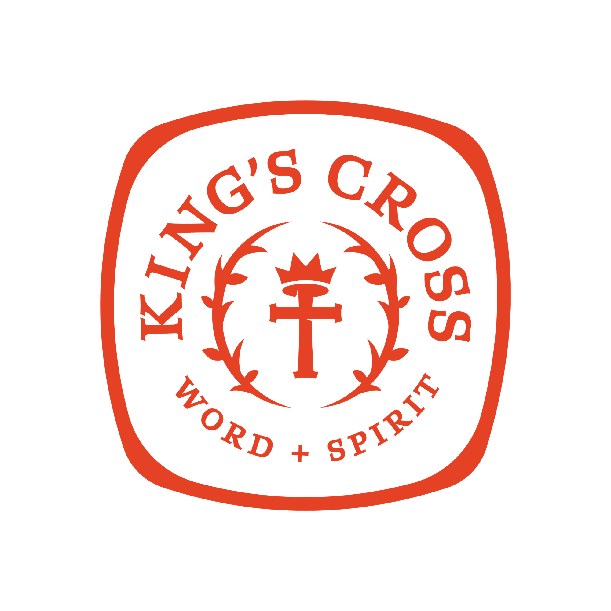 Logo for King of King's Cross, featuring a sword with a crown and a circular border with the text 'King of King's Cross' and 'Word + Spirit'.