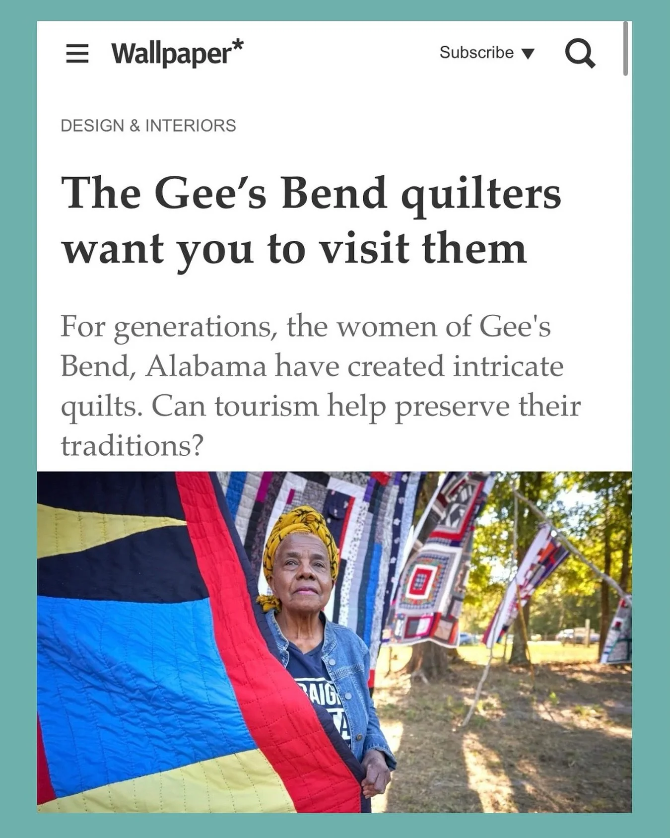 They&rsquo;ve inspired museums, collectors, and creators around the world &mdash; and now, the Gee&rsquo;s Bend quilters are inviting you to experience their story firsthand. Read @wallpapermag&rsquo;s feature on how this Alabama community is weaving