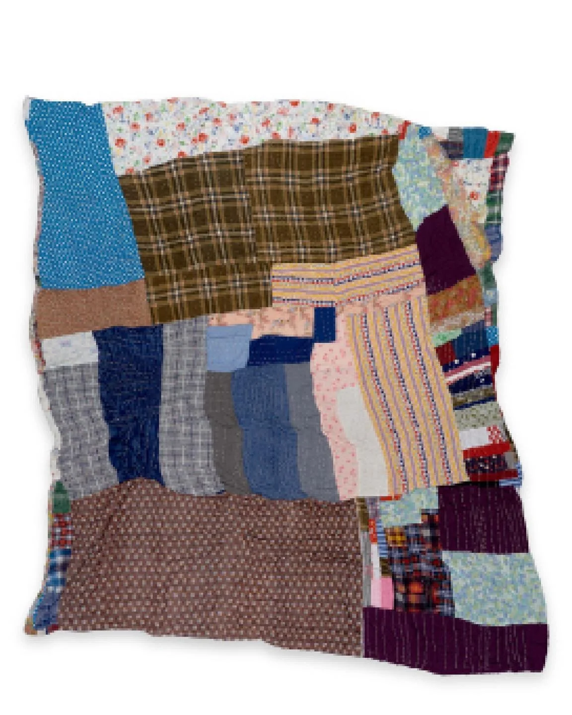 Mary Spencer&rsquo;s Two-sided quilt (Strips) is a masterclass in balance and movement&mdash;showcasing bold color, asymmetrical rhythm, and the quiet brilliance of intuitive design. The two sides speak to versatility, resourcefulness, and beauty in 