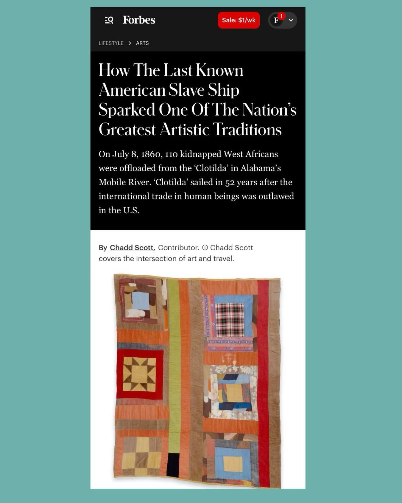 A powerful piece in @forbes explores the roots of Gee&rsquo;s Bend quiltmaking, tracing how history, resilience, and creativity shaped one of the most influential artistic traditions in America. The article highlights the deep cultural impact of this