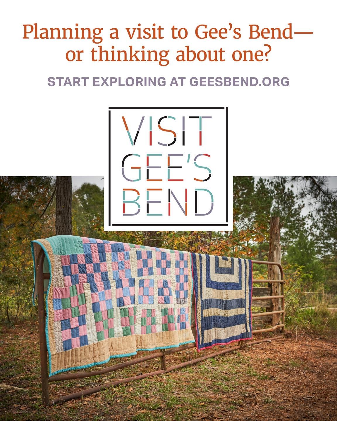 Planning a visit to Gee&rsquo;s Bend&mdash;or thinking about one? Start at geesbend.org.

Sign up for the newsletter to learn about local events, exhibitions, workshops, and seasonal highlights&mdash;and get the information you need to plan a meaning
