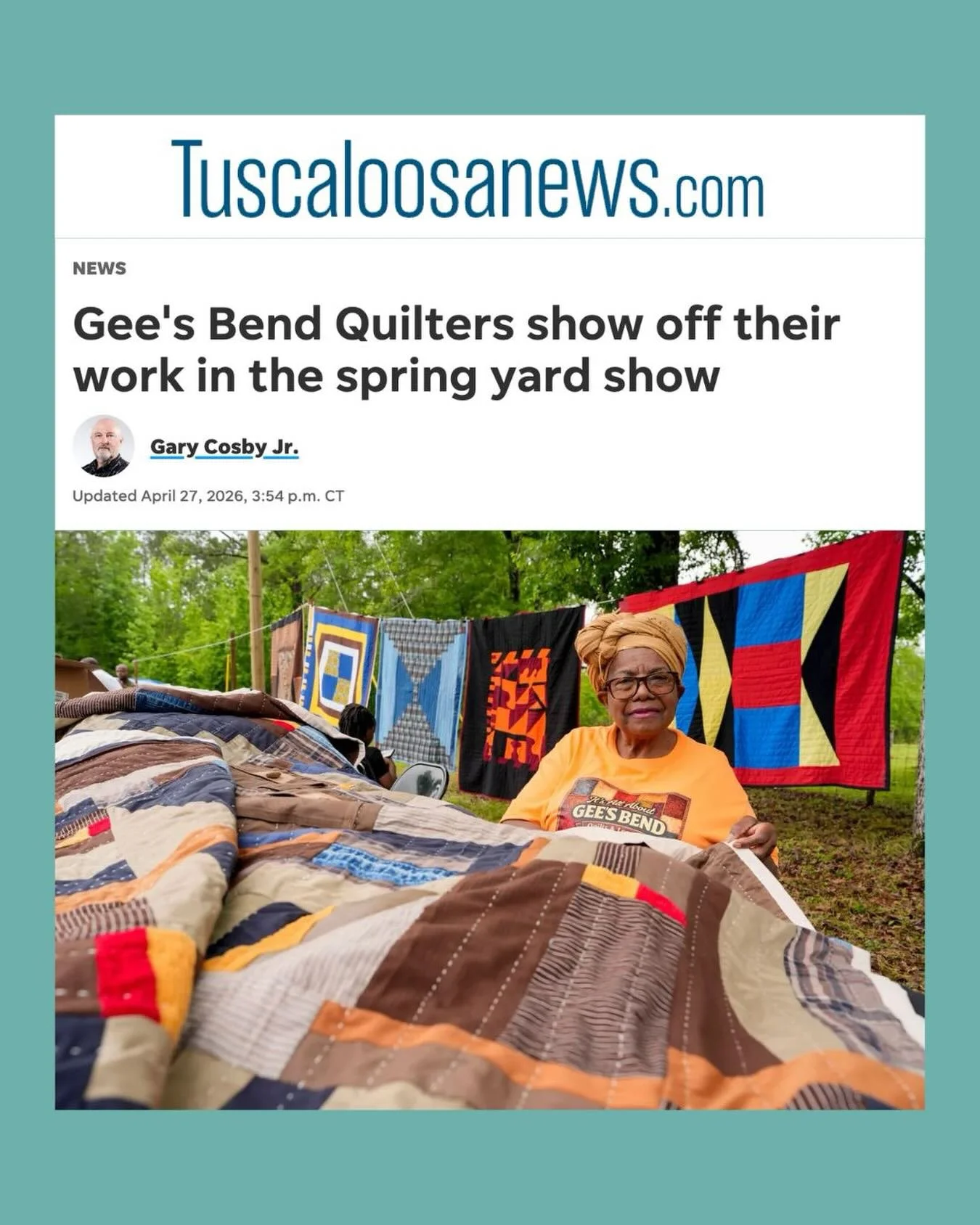 The Gee&rsquo;s Bend Yard Show was a beautiful weekend filled with joy, community and celebration! Special thanks to @thetuscaloosanews for this incredible article featuring the legendary Gee&rsquo;s Bend quilters and their art. ☀️

Click the link in