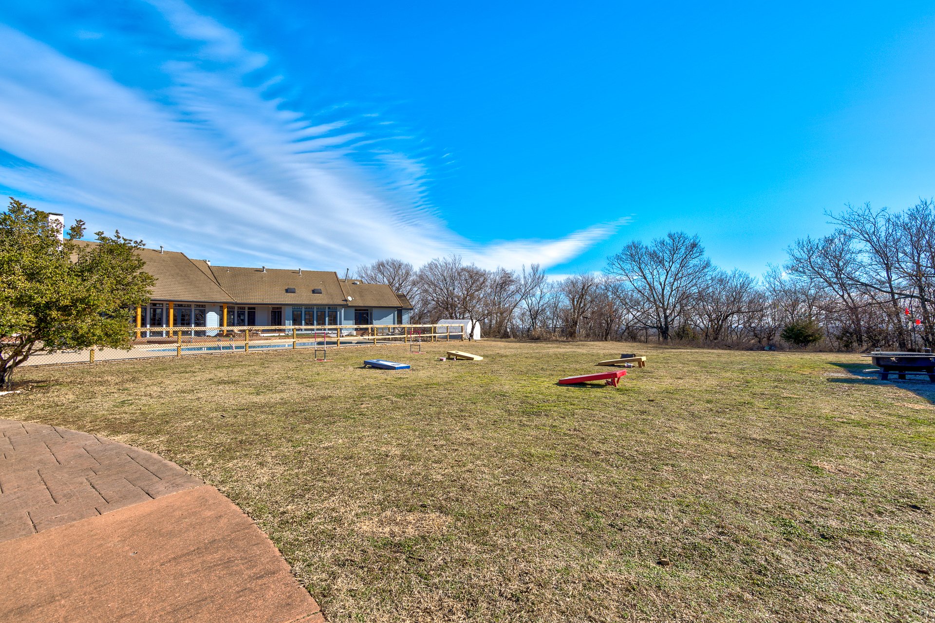 We have several outdoor games available upon request including cornhole, ladder toss, bocce ball, and more.