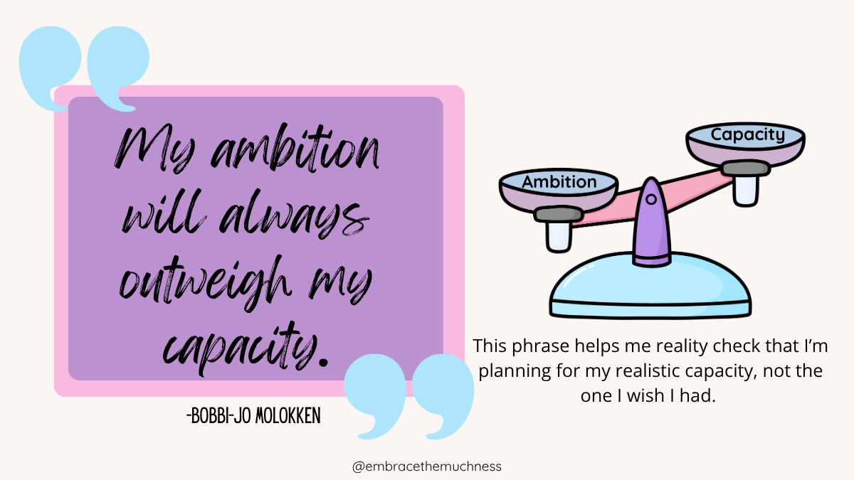 My Ambition will always outweigh my capacity. Bobbi-Jo Molokken