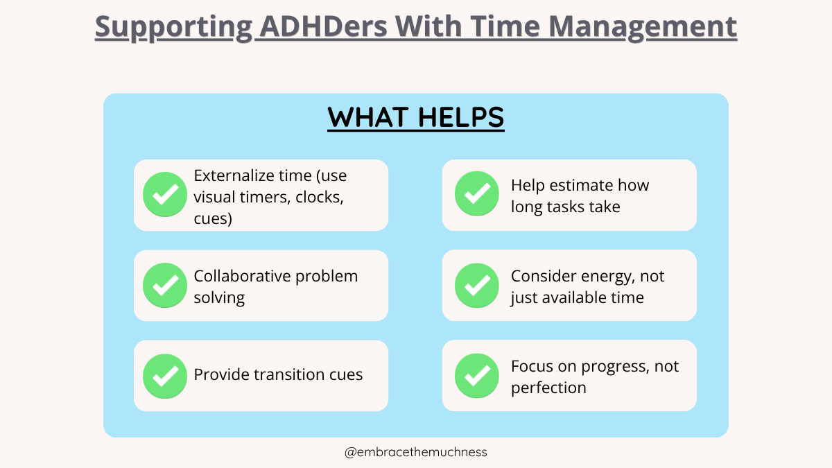 Supporting ADHDers with Time Management.  What Helps