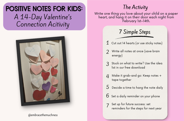 Positive Notes for Kids Valentine Activity Steps- ADHD