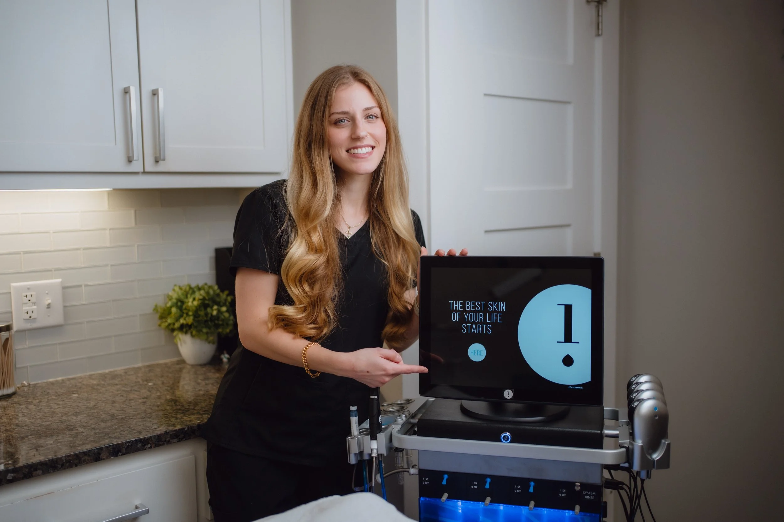 Abigail Grote providing skincare treatments at O Young MD Kerrville