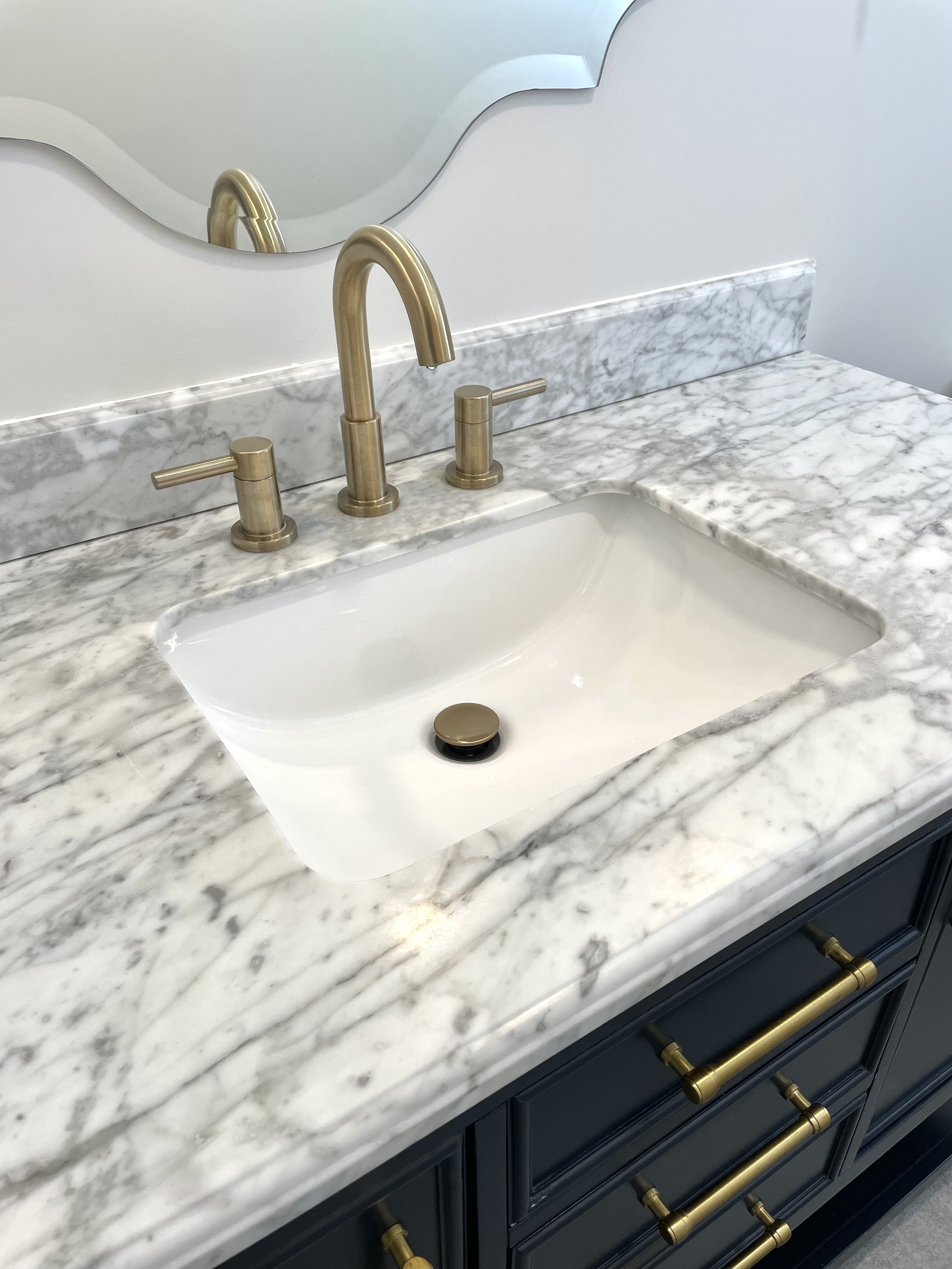 Navy and Gold Powder Room