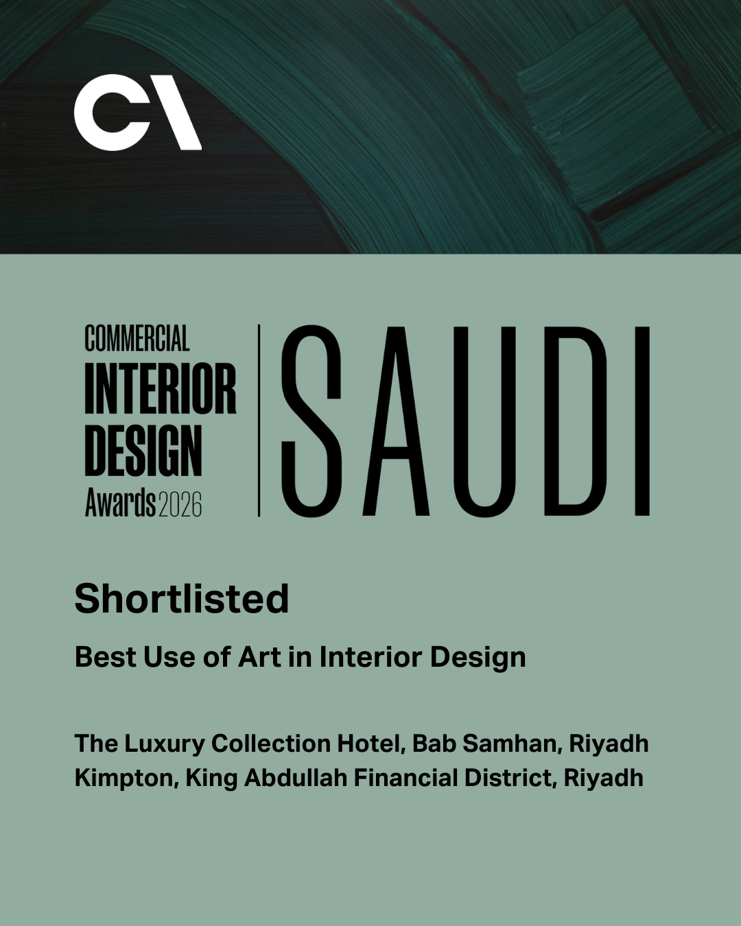 Two CA Projects Shortlisted at The 2026 CID Saudi Awards