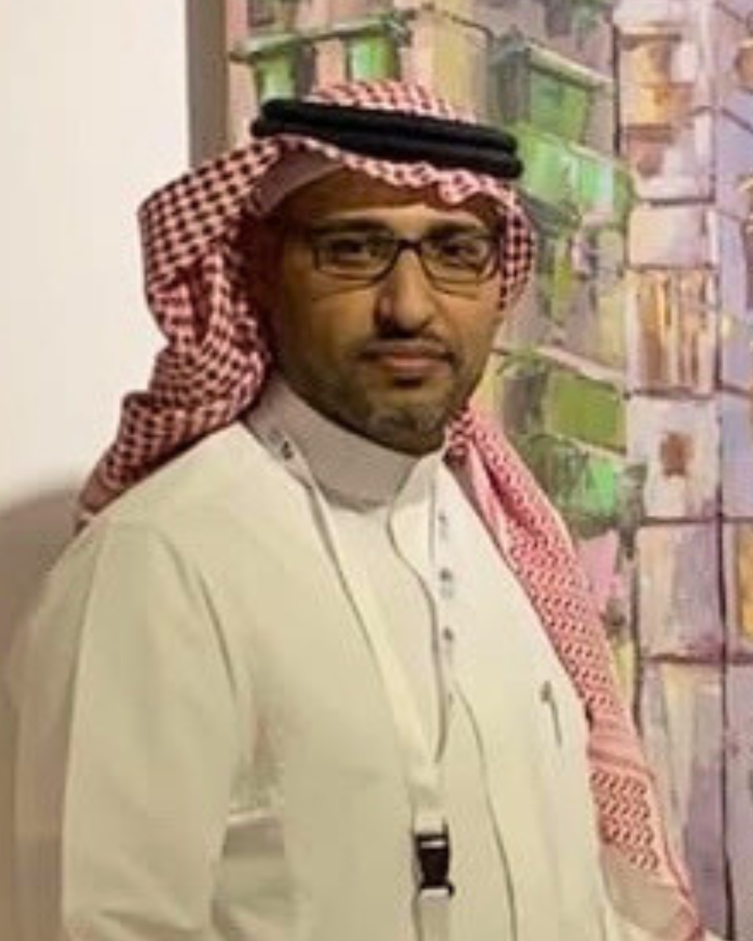 His contribution to Bab Samhan, Diriyah draws inspiration from the Saudi Al-Ardha dance, transforming its dynamic choreography into a striking large-scale painting. Installed in the ballroom, the piece harnesses vibrant color and expressive form, wel