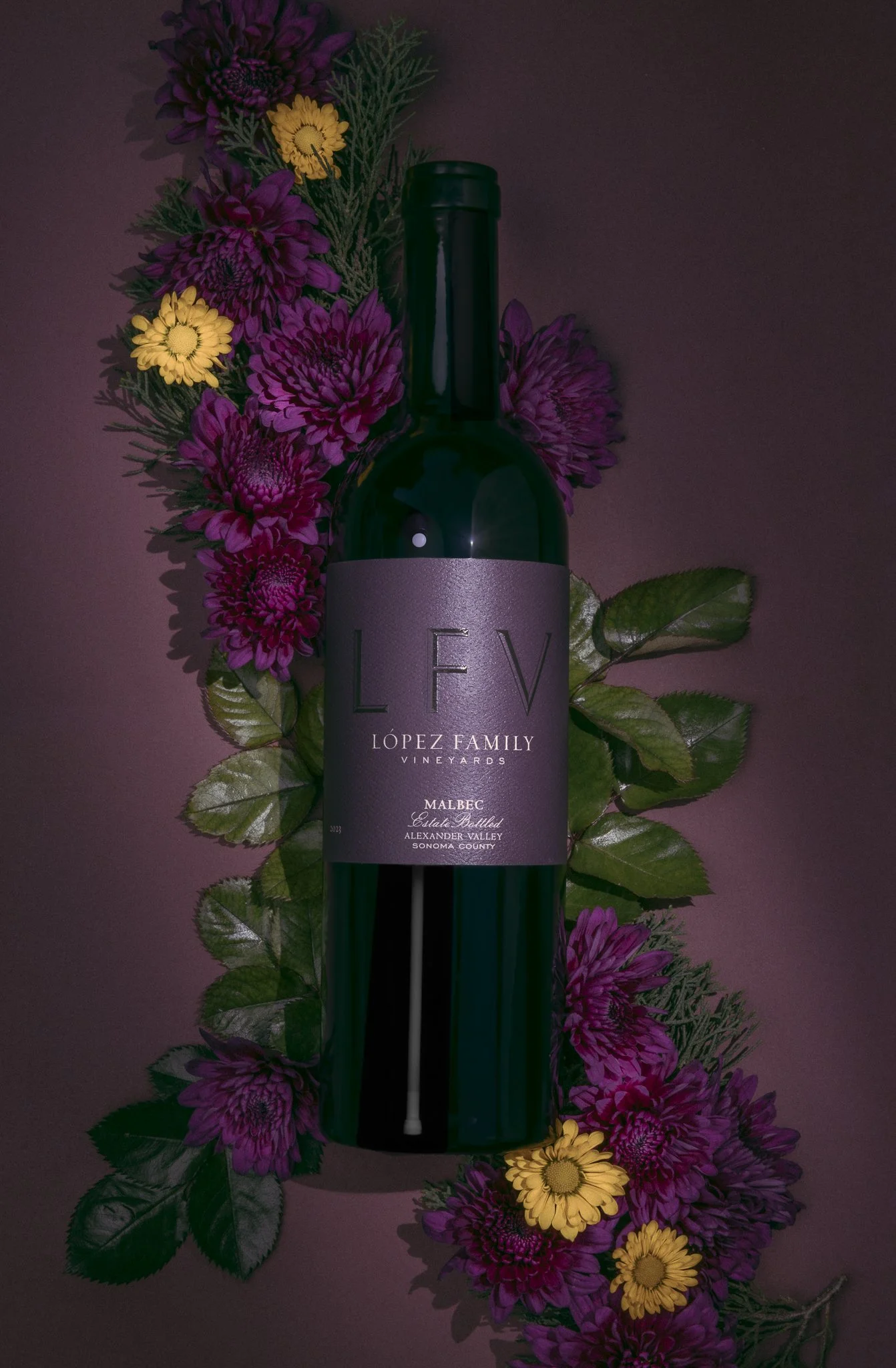 2023 Malbec with floral background
