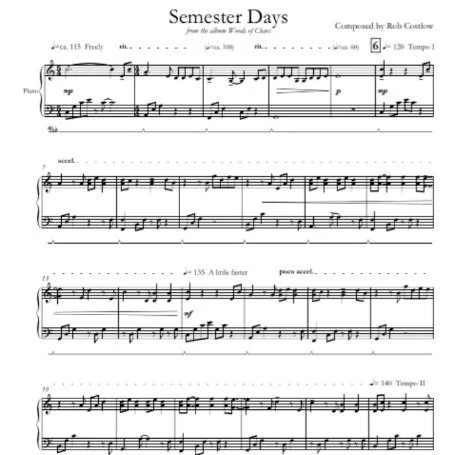 Semester Days sheet music by Rob Costlow