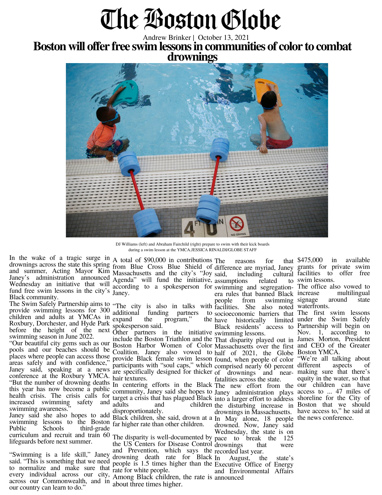 Boston will offer free swim lessons in communities of color to combat drownings