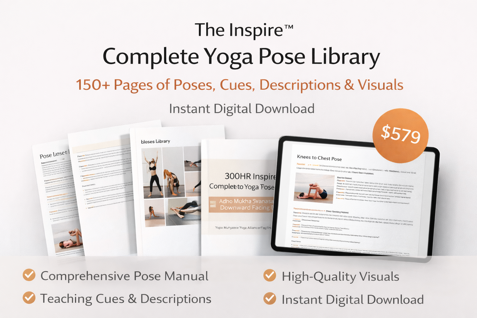 Complete Yoga Pose Library 150+ Pages of Poses, Cues, Descriptions & Visuals | Instant Digital Download