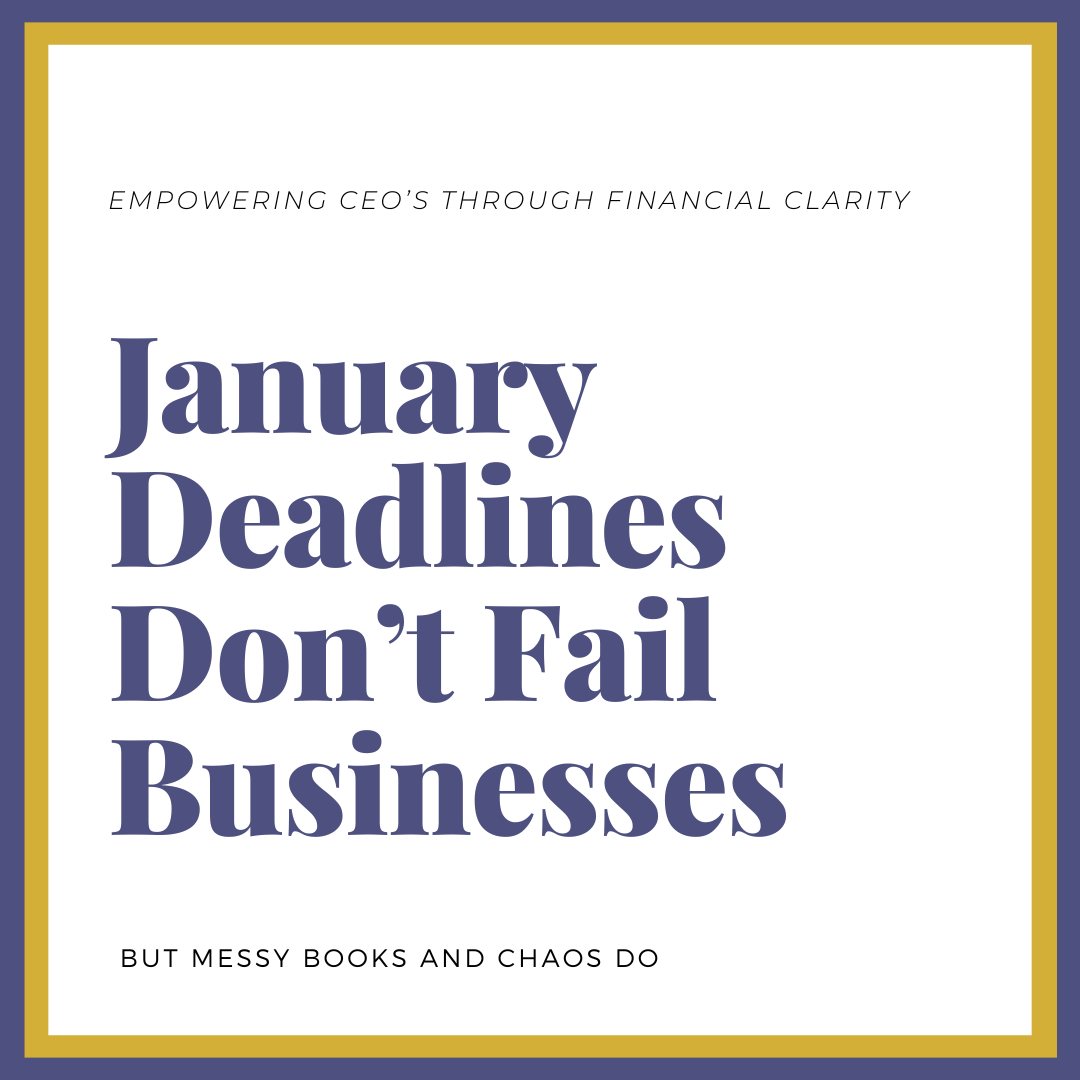      

 
    January Deadlines Don’t Fail Businesses — Disorganized Books Do   January deadlines don’t overwhelm business owners because they’re unexpected. They overwhelm them because the numbers underneath those deadlines aren’t ready to support th